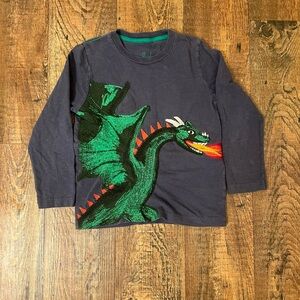 Mini Boden Navy Blue Long Sleeve Tee with Dragon Graphic